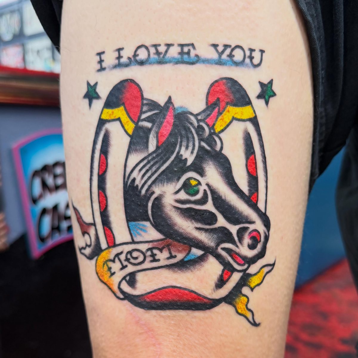 Bold traditional horse tattoo based on classic flash design